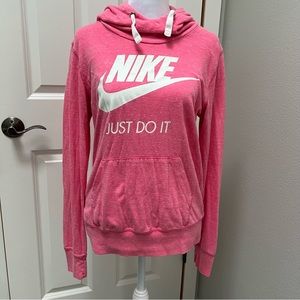 NIKE HOODED PULLOVER LIGHTWEIGHT SWEATSHIRT PINK MEDIUM